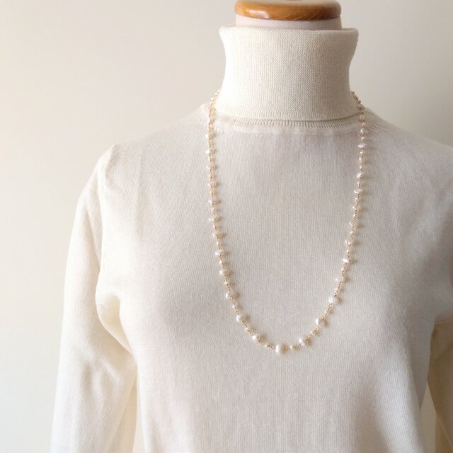 ケシ淡水パールロングネックレス | iichi 日々の暮らしを心地よくする