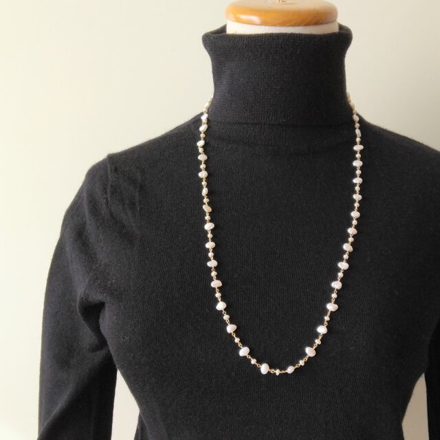 淡水パール ロングネックレス TO.1747 ケシ淡水パールロングネックレス | iichi 日々の暮らしを心地よくする