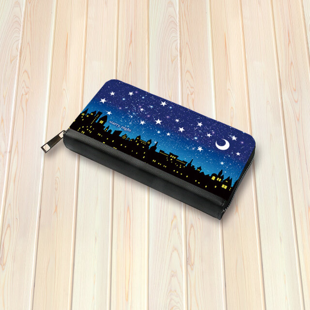 （送料無料）長財布【星空の夜（starry night）】（名入れ可）