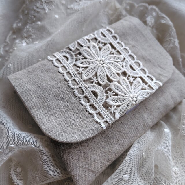 リネン*レース*通帳ケース