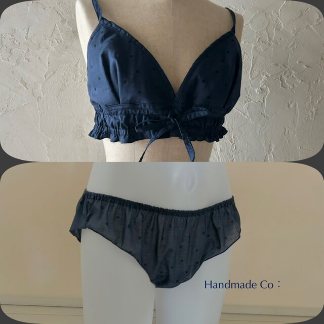Choose！シンプルな、、ストレスフリー ブラ＆ショーツ : : Blue dots