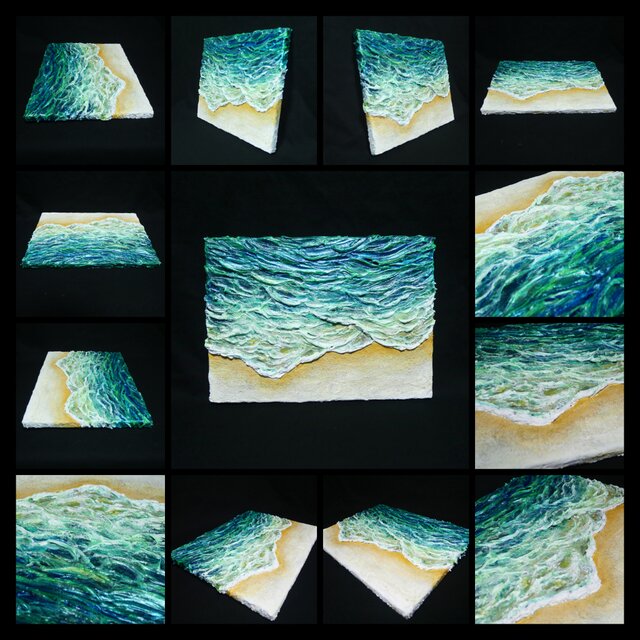 油絵【エメラルドグリーンの海】 | iichi 日々の暮らしを心地よくする