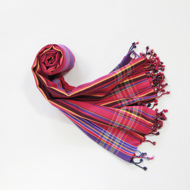 ケニアの綿織物 キコイ（ Kikoi ）ショール大判 ストール 羽織る