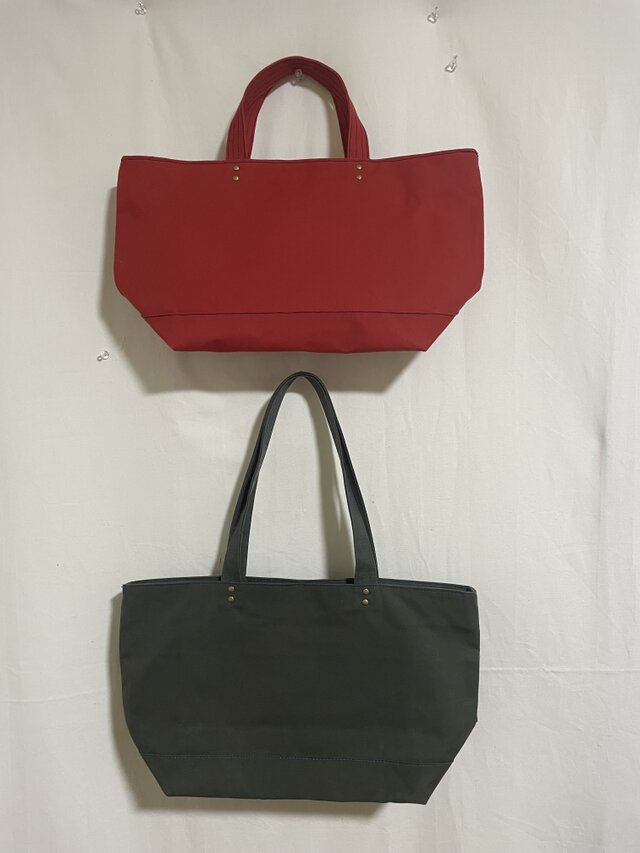トートバッグL浅型✴︎パラフィン生地✴︎A4ファイル収納✴︎ブルー