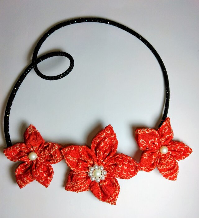 軽くて和柄の花ネックレス　87