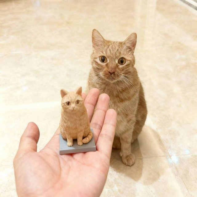 ペット 似顔絵 人形 オーダーメイド、 ペットの写真で フィギュア プレゼント、猫 愛猫 肖像画、うちの子 置物、ドール