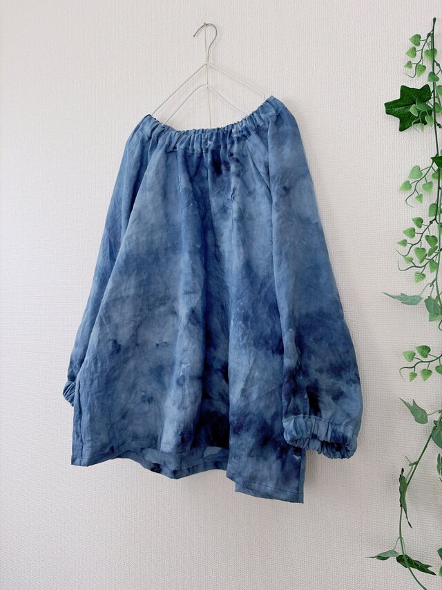 1点もの。リネンゴムギャザーブラウス