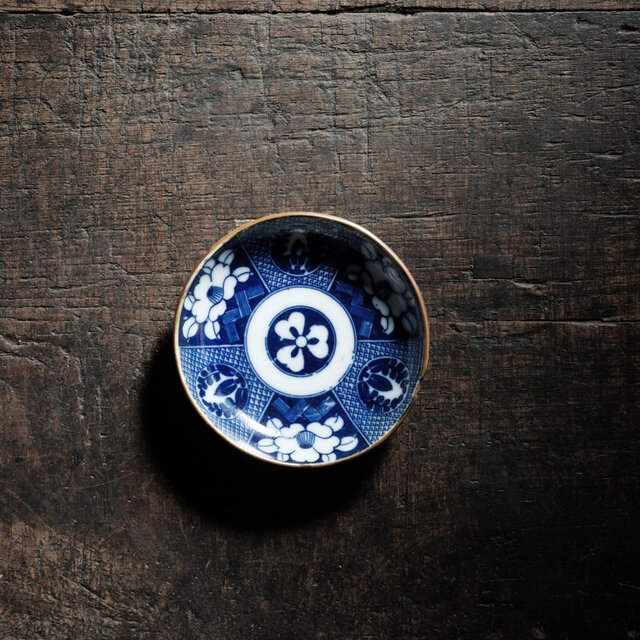 桐の花と牡丹◆骨董のある暮らしに。時代物　花文印判小皿　骨董・antiques 器　古民家　古道具　明治~大正期