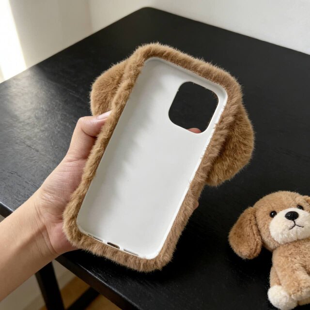 トイプードルのもふもふ立体スマホケース｜フェイクファー・iPhone