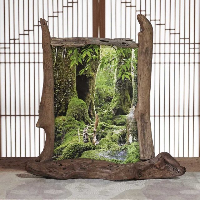 流木フォトスタンド　写真額　写真立て　木の額　　流木アート　木のインテリア　ナチュラルアート　１１８