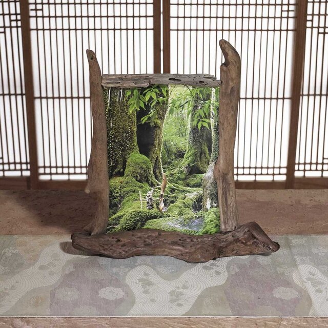 流木フォトスタンド 写真額 写真立て 木の額 流木アート 木の