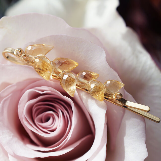 シトリンによる麦の穂のヘアピン　～麦の穂