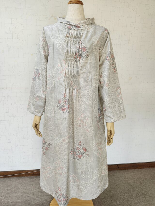 クリスマスSALE　　大島紬リメイク　ピンタックワンピースのコピー