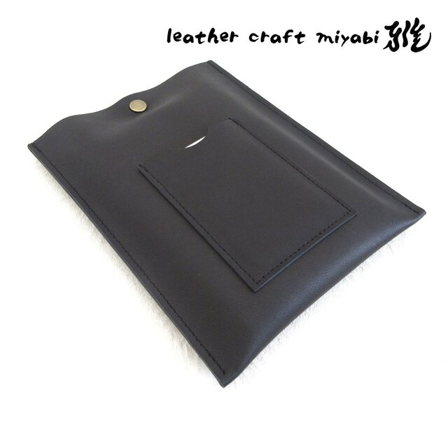 本革《 山羊革 》 A6サイズ 縦型フラットケース・母子手帳、お薬手帳、通帳ケース・マットブラック・0340