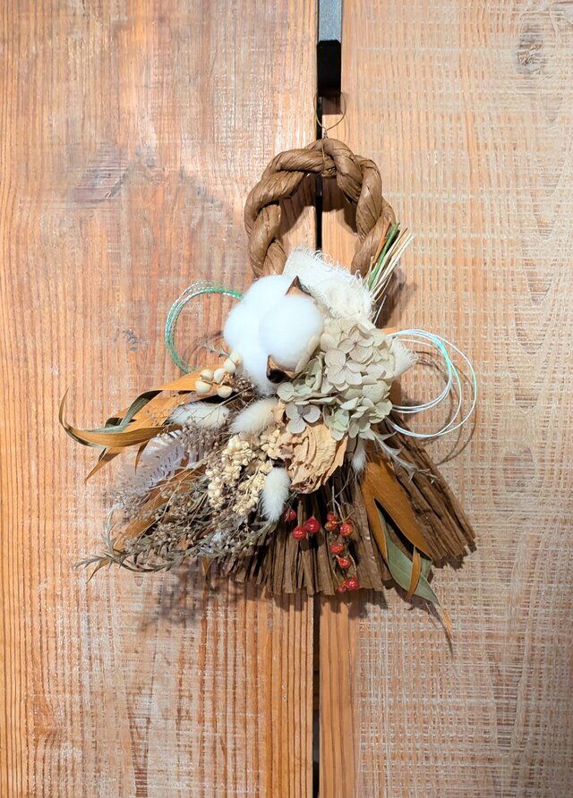 ドライフラワーお正月飾り2way★タッセルブラウン系