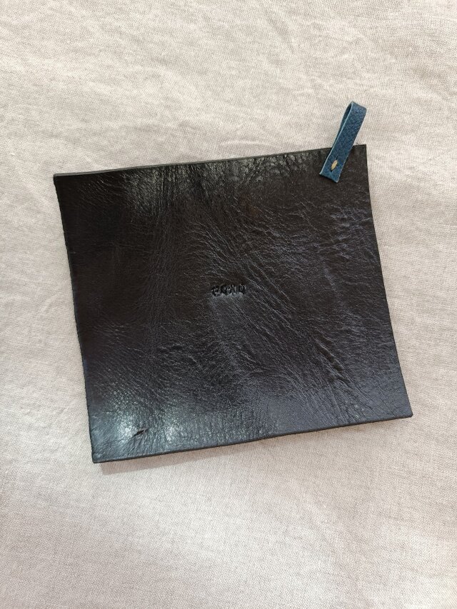 レザーコースター　黒　オイルワックスレザー