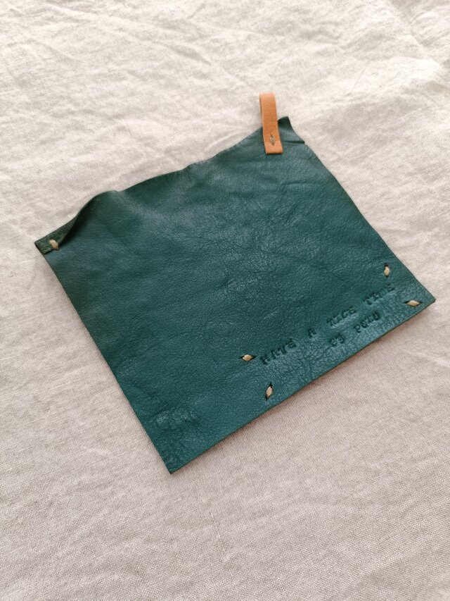 レザーコースター　ブルーグリーン　牛ヌメ革