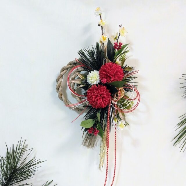 お正月 しめ縄リース レトロモダン ns628 アーティフィシャルフラワー