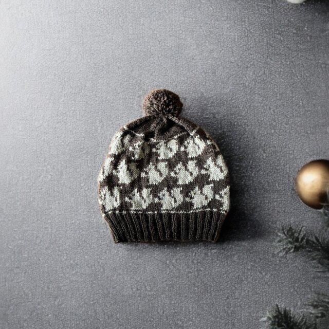 リスの手編みニット帽子/シェットランドウール