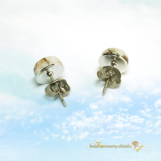 天然石スタッドピアス＊コッパーカルサイトオブシディアンⅡ＊8mm
