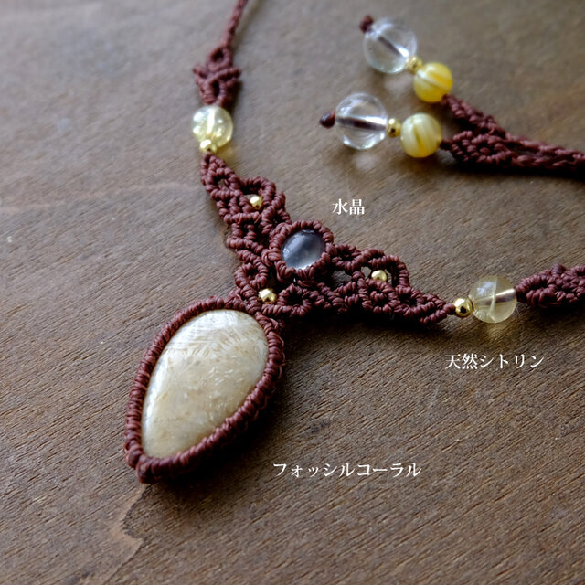 フォッシルコーラル（インドネシア産）・水晶（ブラジル産）・天然