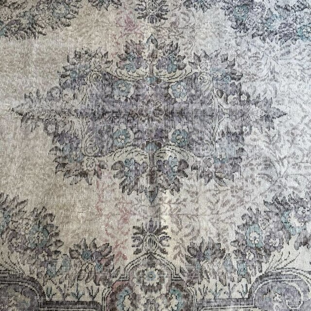 超大判169×274レアくすみラベンダー×クリーム トルコヴィンテージラグ