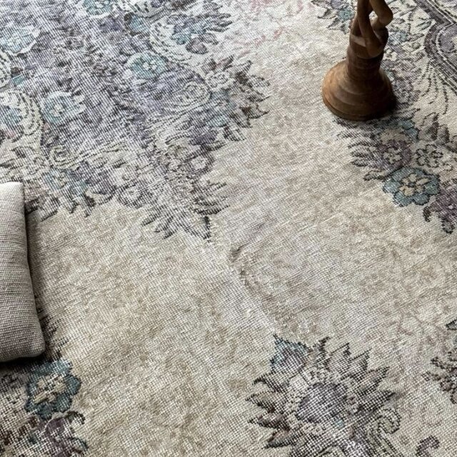 超大判169×274レアくすみラベンダー×クリーム　トルコヴィンテージラグ 超大判169×274レアくすみラベンダー×クリーム トルコヴィンテージラグ