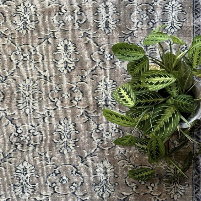 超大判162×282レアボタニカル紋章 グレージュ　トルコヴィンテージラグ