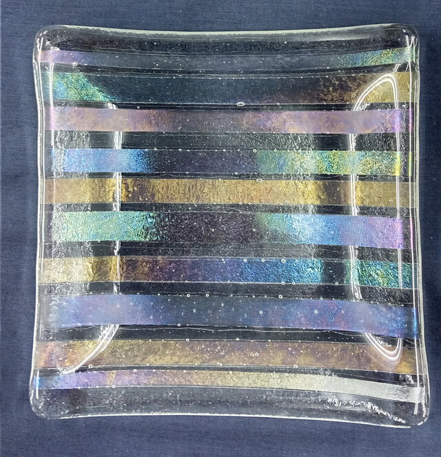 キラキラシックな縞模様の皿ＳＤ６０２