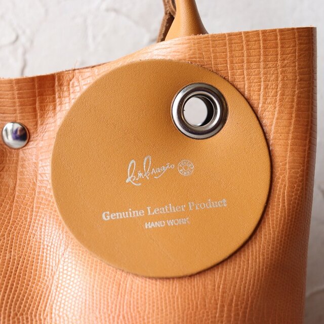 ハンドメイド様 縦シボが艶めく本革リザード型押しミニトート 男女兼用 ハンドメイド