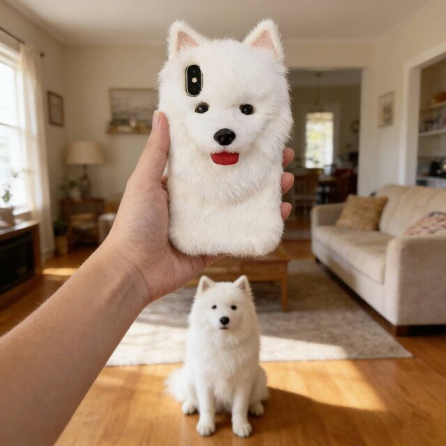 iPhone 17 16 ケース シェル ペット Samsung Android 全機種対応 サモエド 愛犬 アムスマホケース