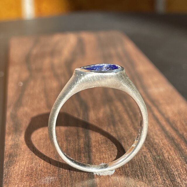 タンザナイト ペアシェイプカット 0.9ct 変形印台 シルバーSV925リング