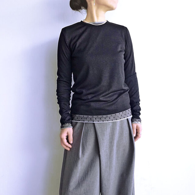 シアーラメカットソー（ブラック）