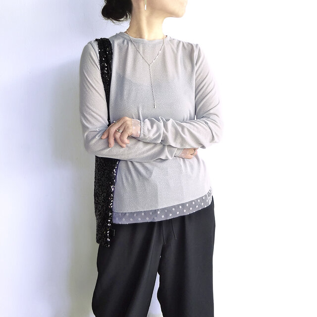 シアーラメカットソー（シルバー）