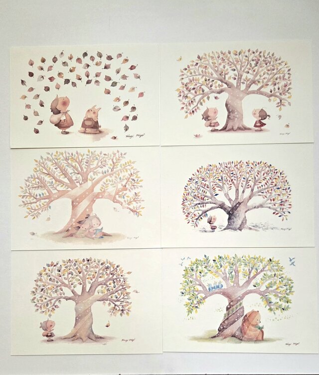 木の絵柄を楽しむポストカード6枚セット