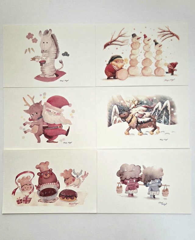 12月～2月に使える冬のポストカード6枚セット*2026年