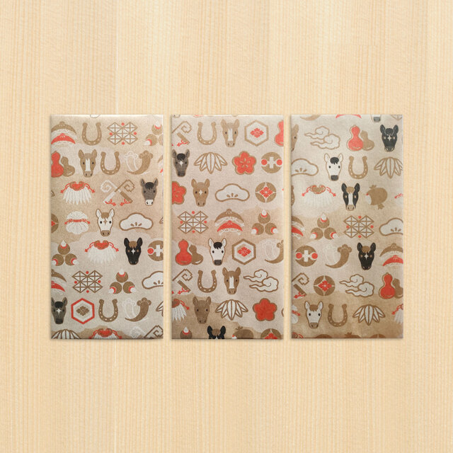 金封（封筒）　午（うま）・宝尽くし　3枚セット