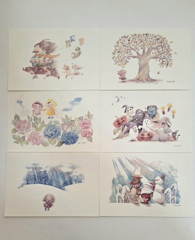 HagiMiyoセレクト優しい色のポストカード6枚セット