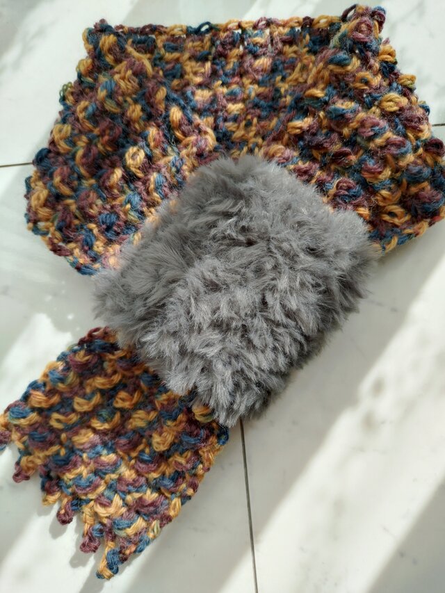 【今年の新色】残り6本限り！マフラー ファー ショート ループ カラフル 手編み 編み物 編み