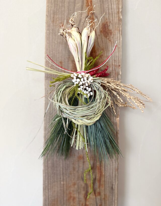 迎春のしつらえ　しめ縄飾り｜根付きレモングラス