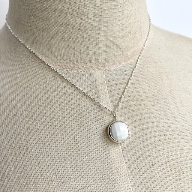 White Cushion Necklace-Silver925