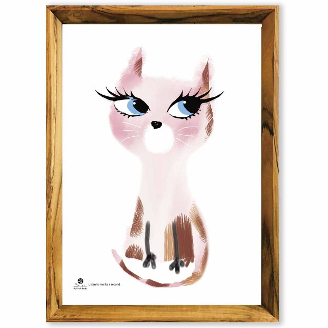 不満なネコ 猫 送料無料 イラスト A4〜A0 ポスター アートポスター