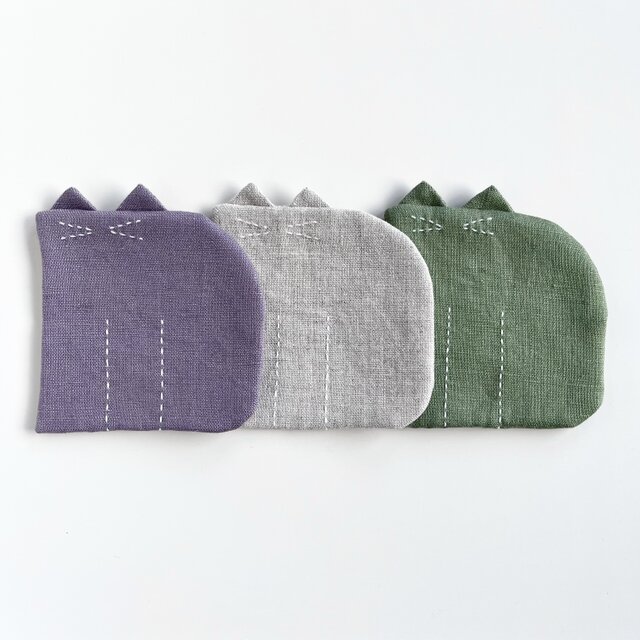 猫背なリネンコースター３枚組