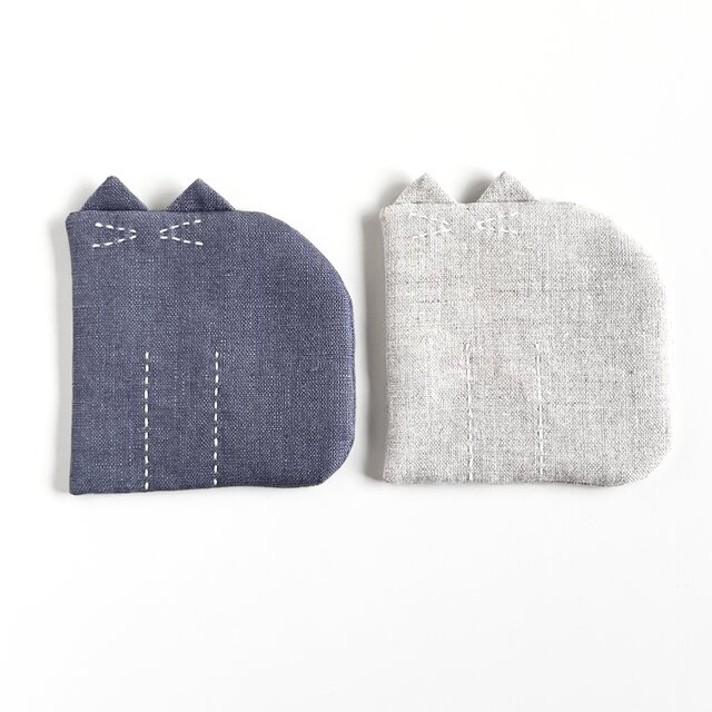 猫背なリネンコースター2枚組