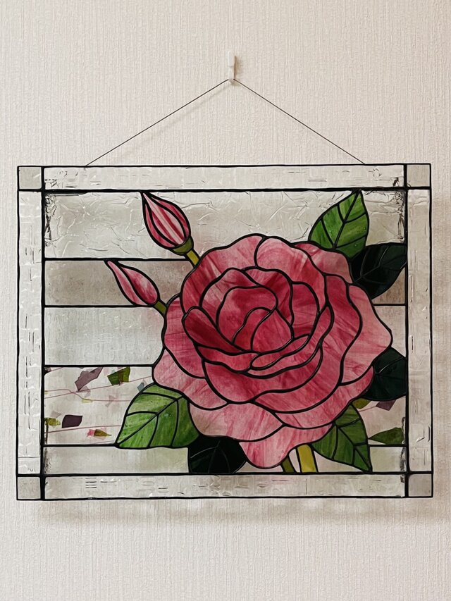 ステンドグラスのパネル『バラ』