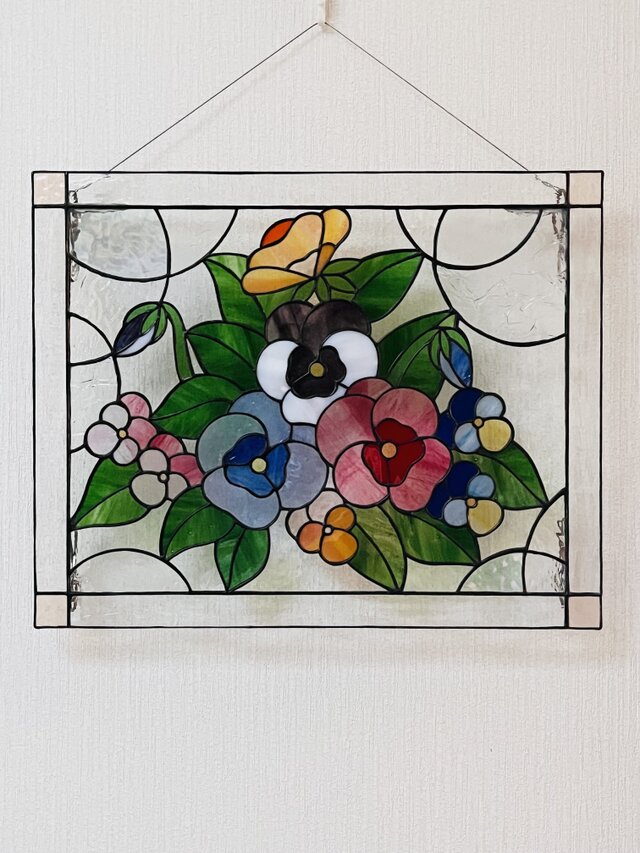 ステンドグラスのパネル『パンジー』