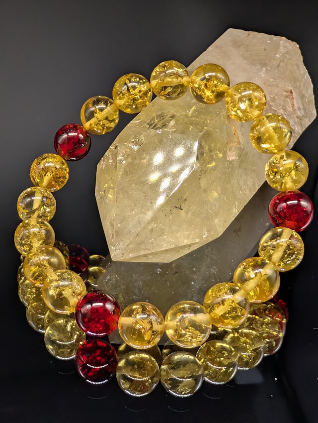 【高品質・天然琥珀】アンバー レッドアンバー 3天 10mm ブレスレット