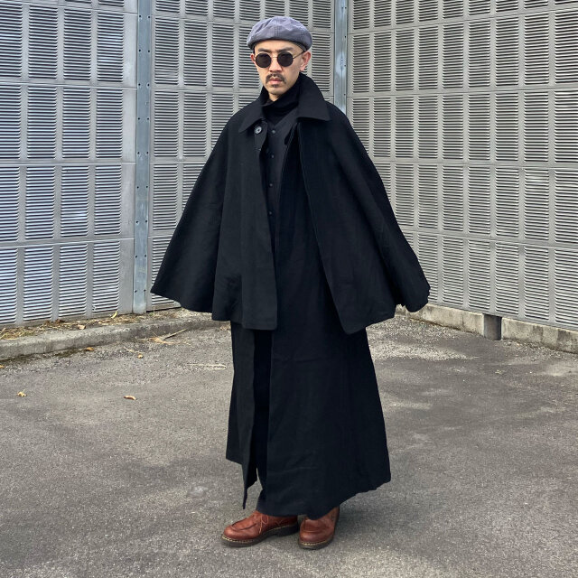 1920〜30年代 ジャパンヴィンテージ トンビマント ブラックウール 二重