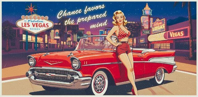 オーダー無料】アメ車 ラスベガス ピンナップガール ガレージ