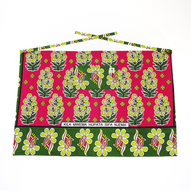 カンガのソムリエ・エプロン（ フラワー ） ユニセックス カフェ ロング キャンプ アウトドア